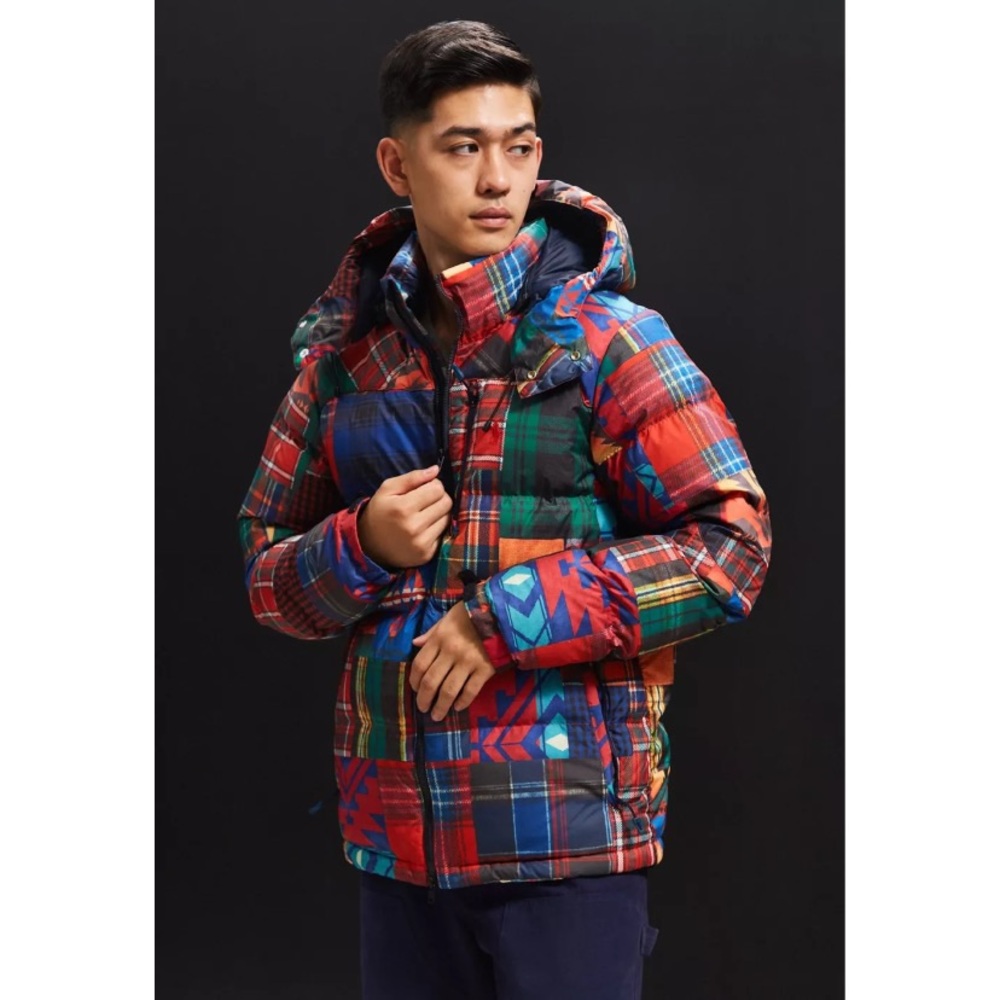 Ralph Lauren Polo Patchwork Ripstop Down Puffer Jacket (Sz M) Southwestern Plaid